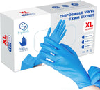 squish Disposable Gloves, Blue 4 mil Vinyl Synmax Exam Gloves Non Sterile, Powder Free, Latex Free - Cleaning Supplies, Kitchen and Food Safe(Pack of 100) (Blue X-Large)
