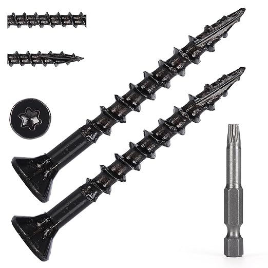 Wood Screws #8 x 1-5/8’’, T25 Star Torx Drive Flat Head Deck Screws, Black, 154Pcs (1lb)
