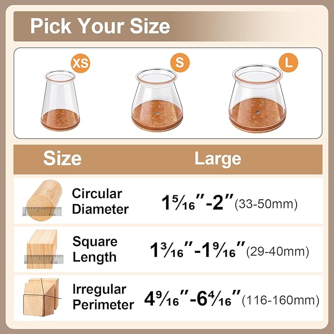 28Pcs Chair Leg Floor Protectors for Hardwood Floors Silicone Caps Felt Furniture Pads Covers Clear Chair Sliders, Protect The Floor from Scratches(Fit:1.3"-2")