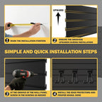 RORA Slat Wall Paneling Garage Slat Wall Storage Systems 2x4 ft Slatwall Black Heavy Duty Satwall for Tool Organization ,Pvc Slat Wall Panels,Fits for Storage and Display