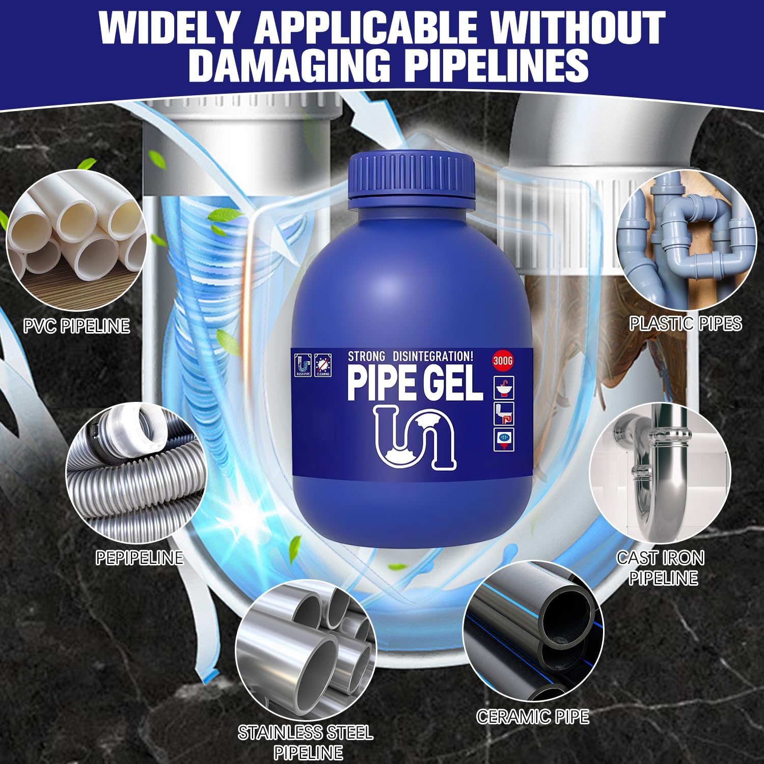 Pipe Bobo Drain Cleaner for Kitchen Sink, Powerful Unclogging, Professional-Grade Drain Opener, Unclog drains, clog remover, Shower, Tub, for All Pipe Materials