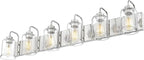 zeyu 6-Light Bathroom Wall Light Fixture, 44 Inch Modern Nickel Vanity Lighting Fixtures for Bedroom, Brushed Nickel Finish with Clear Glass Shade, ZSL72B-6W BN