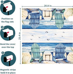 Summer Beach Life Nautical Coastal Theme Mailbox Covers - Magnetic, Standard Size 25.5x21 Inch, Blue Ocean Seagull Waterproof Wraps for Post Letter Boxes, Garden Yard Outdoor Decor