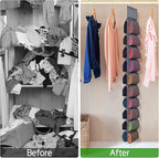 Legging Storage Organizer for Closet, Hanging Closet Organizer System, Grey Clothes Closets Holder with 20 Roll Independent Compartments for Yoga Leggings T-Shirts Bras Socks Pants Tank Top Towel