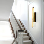 Alabaster Wall Sconces Set of Two, 25in Black Alabaster Sconce, Modern Spanish Natural Marble Sconces Lights, Rectangle Sconces for Bathroom Vanity Bedroom Living Room Staircases Hallway