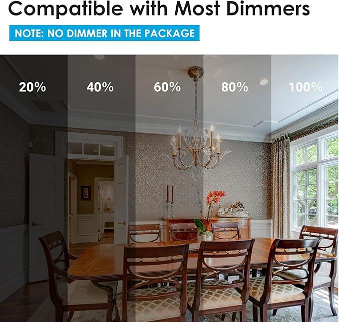 VOLIVO Dimmable E12 LED Candelabra Bulbs 60Watt Equivalent, 2700K Warm White, 500Lumens, 4.5W B11 Vintage Chandelier Light Bulbs, LED Filament Clear Glass Candle Lamp for Ceiling Fan Home, 24Pack