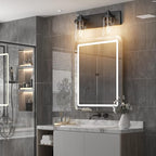 Aipsun Black Bathroom Light Fixtures Vintage Vanity Light for Bathroom Industrial Wall Sconce with Clear Glass Shade(Exclude Bulb)