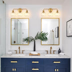 Gold 3-Light Bathroom Vanity Fixture with Clear Glass Shades Modern Wall Lamp Suitable for Bathrooms, Dressing Rooms