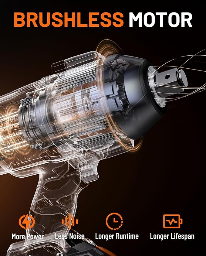 TITANCE X9 Brushless Impact Wrench, 20V Cordless 3/4'' Impact Gun, 1650 Ft-lbs (2200 Nm) High Torque, 5 Modes, 4.0Ah Battery Powered Heavy-Duty Wrench for Lug Nuts, Truck, Tractor & Industrial Use