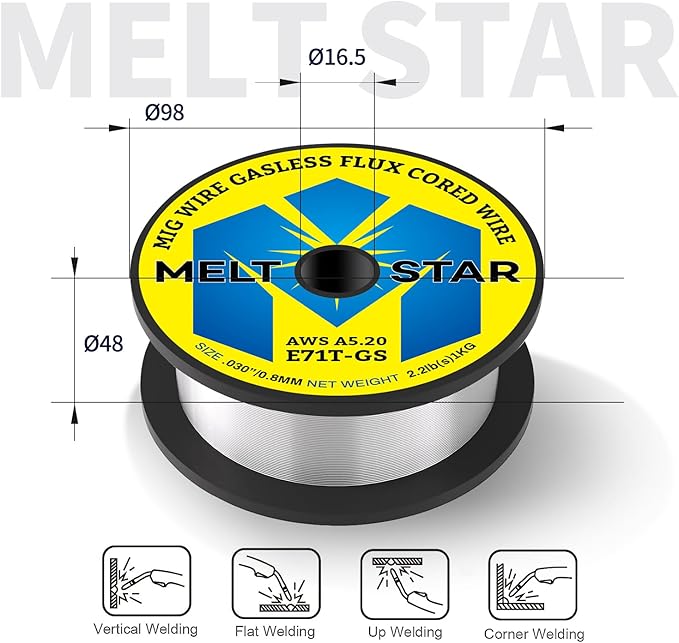 Flux Core Welding Wire, E71T-GS .030" 2-Pound Spool Gasless Mild Carbon Steel Mig Welding Wire - 1Pack