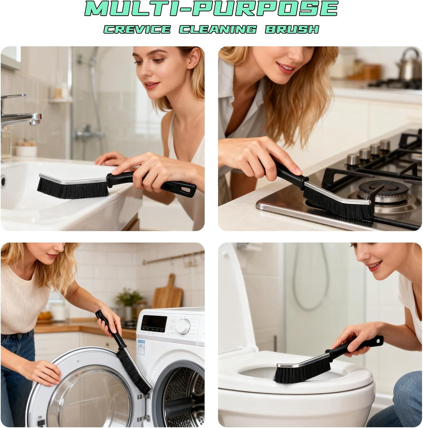 Hard Bristle Crevice Cleaning Brush,Cleaner Scrub Brush Tool for Hard to Reach Tight Space, Home Essentials, Cleaning Supplies for Shower, Bathroom, Kitchen, Toilet, Window (3)