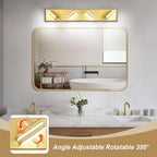 Modern LED Bathroom Lights Fixtures(4-Light),Metal Gold Acrylic Wall Lighting,Vanity Lights for Bathroom Over Mirror(6000k 27In