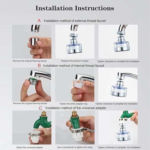 Kitchen Faucet Filter, 360° Rotating for Household Kitchen tap Water, Splash-Proof and Pressure-Increasing Filter for Sink Faucet, Shower Head. (Short Style-2)