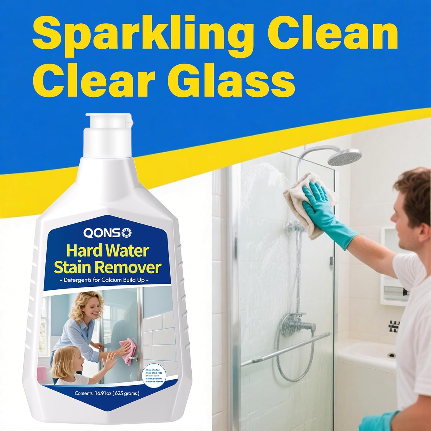 Hard Water Stain Remover, Shower Glass Door Cleaner Cream For Hard Water Stain,Bathroom Glass,Windows,Tile,Grout,Toilet Bowl,Calcium Build Up,Hard Water Cleaner 16.91 Oz (670 Grams)