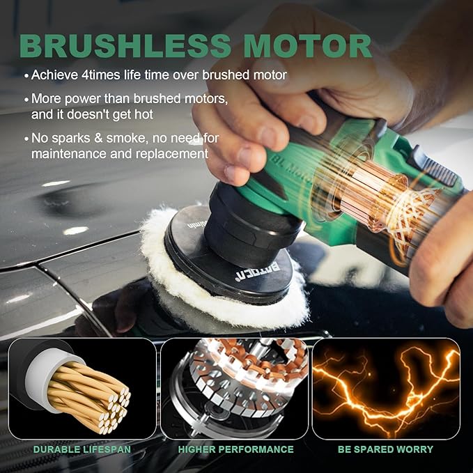 BATOCA S4 Cordless Multi-Polisher-Set, with 2Pcs 12V 2.5Ah Batteries, RO&DA Car Buffer Polisher, 1&3inch Mini Brushless Polisher for Car Detailing, Complete Accessories Kit