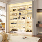 Unikito 25” Closet Organizer System, Freestanding Shoe Storage Shelves, Standalone Wood Shoe Rack, Heavy Duty Walk in Closet Tower for Bedroom, Mudroom and Entryway, 25" W x 16" D x 80" H, White