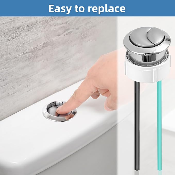 38mm Toilet Push Button Replacement, Dual Flushing Toilet Push Button Spare Parts, Compatible with Geberit & Kohler Part, Satin Chrome, Easy to install, 1Pack