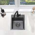 SHACO 13x15 Inch Drop In Black RV Bar Sink, Stainless Steel Top Mount Gunmetal Black 16 Gauge Single Bowl Small Kitchen Outdoor Sink with Strainer Drain