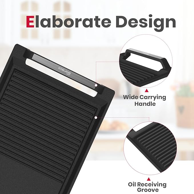 GASLAND Induction Cooktop 30 Inch + Rectangular 2-in-1 Cast Iron Grill/Griddle Pan with Handles
