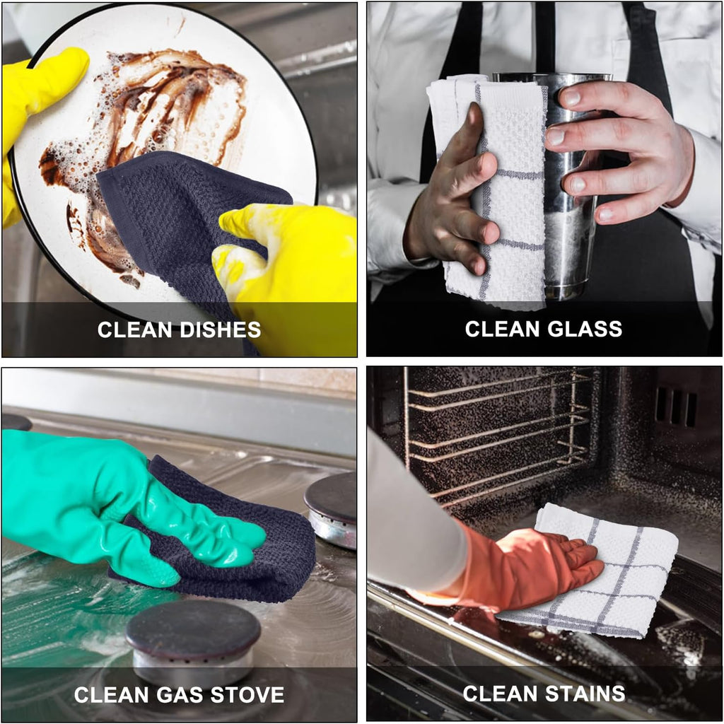 Niallant 20 Pcs Cotton Dish Cloths, Soft Drying Kitchen Rags, 12x12 Inches, Purple Plaid