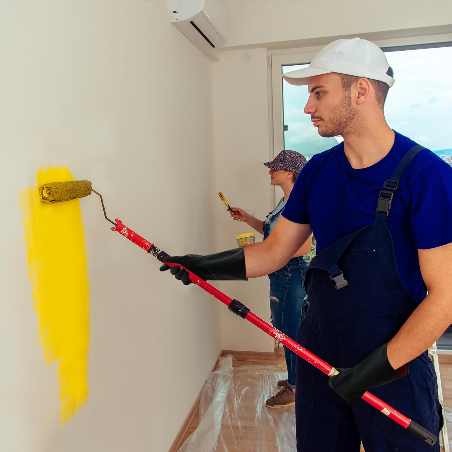 Bamllum 4 Pairs Black Rubber Dishwashing Gloves - Reusable Cleaning Gloves for Kitchen, Household, Anti-Slip, Flexible & Long-Lasting (Medium)