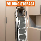 4 Step Ladder, Folding Lightweight Step Stool with Handrails and Wide Anti-Slip Pedal for Home, Office, Kitchen and Garage, Service Height 37.8 inch, 400 lbs Capacity