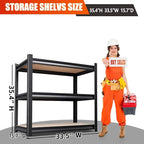 3 Tier Garage Shelving,Garage Storage Shelves,Adjustable Heavy Duty Metal Shelving Units and Storage Large Rack,Utility Steel Shelf For Shop Warehouse Industrial Pantry Basement Organizers 33"x35"x16"