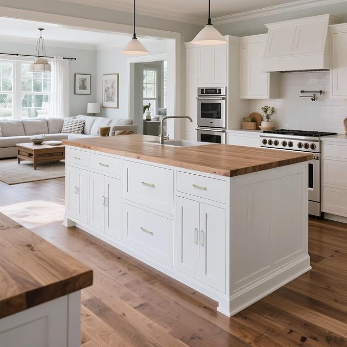 3 Pack 6.3 Inch(160mm) Hole Center Brushed Gold Modern Cabinet Pulls Kitchen Cabinet Handles Kitchen Cabinet Hardware Timeless Drawer Pulls for Dresser Cupboard Wardrobe, B-Gold(6.3x3)