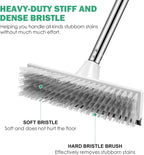 SetSail Floor Scrub Brush with 51-Inch Long Adjustable Handle 2 in 1 Scrape Brush Stiff Bristle Floor Scrubber for Cleaning Shower Bathroom Garage Kitchen Wall Deck Tub Tile, 2 Pack