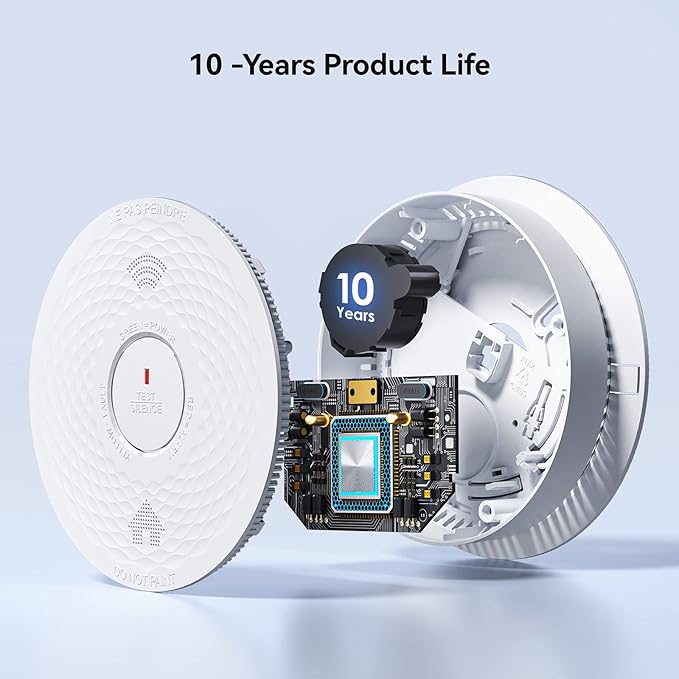 Smoke and Carbon Monoxide Detector Combo with Voice Alert, Dual Sensor Fire and CO Alarm with LED Light and Test Button, Auto Check, Battery Operated, UL 217 & UL 2034 Standards, 5 Pack