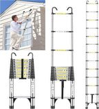 JADDUO 16.5FT Telescopic Ladder, Aluminium Silver Telescoping Ladder with Non-Slip Feet and Stable Hook, Portable Extension Ladder for Household and Outdoor Working, Heavy Duty 330lbs Max Capacity