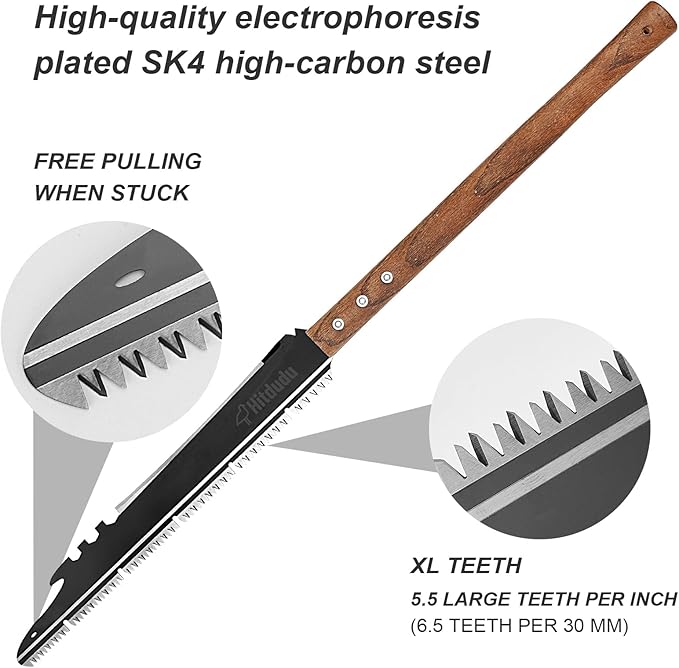 Hand Saw, Multifunction Camping Saw Outdoor Tools Long Saw with Machete for Bushcraft, Trees Cutting, Outdoor Hunting, Garden Work, Survival, Yard Work, XL Teeth Edition (Black)