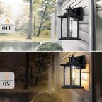 12'' Outdoor Light Fixture 2 Packs, Outdoor Wall Lights Exterior Wall Sconce with Water Ripple Glass, Waterproof Porch Light Lantern Wall Mounted, Modern Black Outside Lights for House Patio Garage