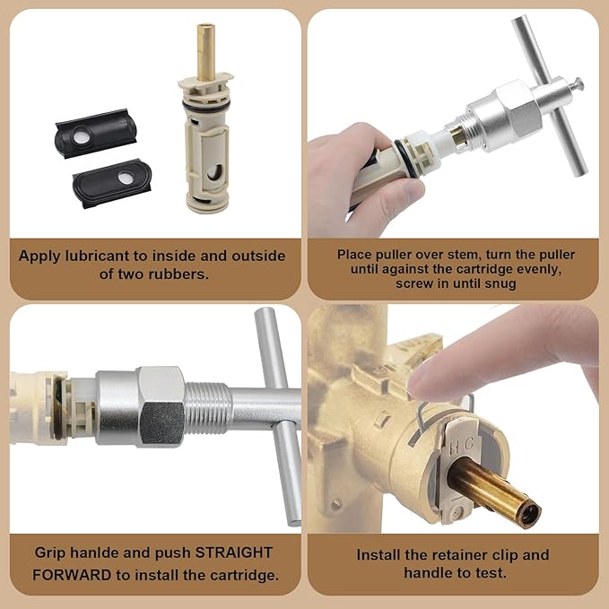 Shower Cartridge Replacement Compatible with Moen 1222, Brass Stem, Pressure-Balanced, Includes Retaining Clip and Disassembly Tool, for One-Handle Posi-Temp Tub & Shower Faucet (1-Pack)