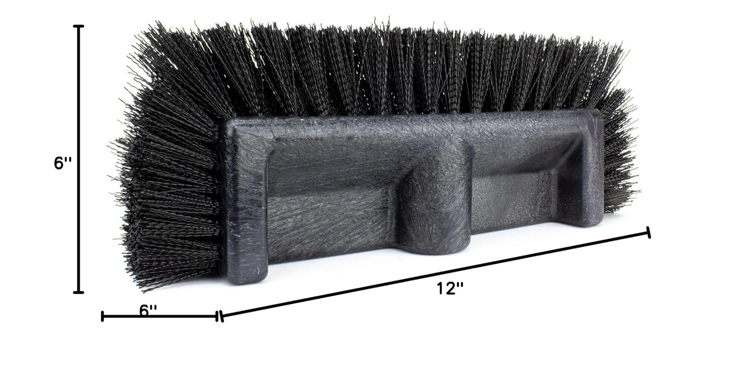 SPARTA Multi-Level Tile Scrub Brush 12" Wide Brush Head, Heavy-Duty Tile Cleaning Brush with End Bristles for Commercial Tiles, Tubs and Floor, Plastic, 12 Inches, Black