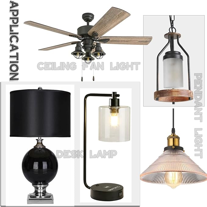 Aluminum Socket Shade Rings - Medium Base E26, Retaining Rings for Glass Lamp Shades/Light Fixtures, Lock Thread Diameter 1-1/2 Inches