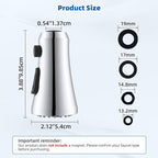 Hibbent Pull Down Spray Head for Kitchen Faucet, 3-Function Spray Nozzle with 15 Adapters, Straight Sink Faucet Head Replacement Compatible with Moen, Delta, Kohler, American Standard, Chrome