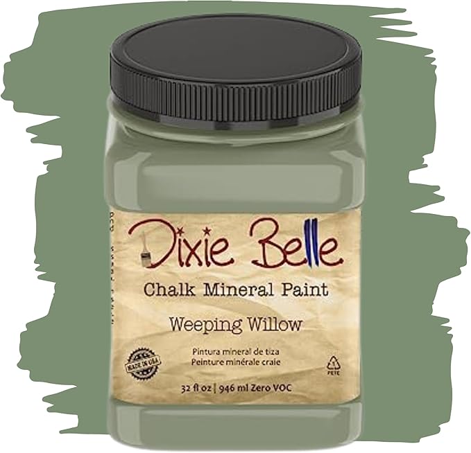 Dixie Belle Paint Company Chalk Finish Furniture Paint - Weeping Willow (32oz) - Matte Soft Green Chic Chalk Mineral DIY Furniture Paint