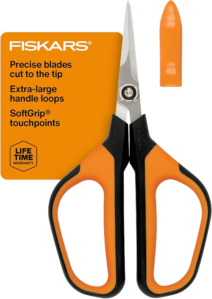 Fiskars Comfort Loop Pruning Snips, Garden Gifts for Women, Extra Large SoftGrip Handle, Yard and Garden Tools 7", Orange/Black