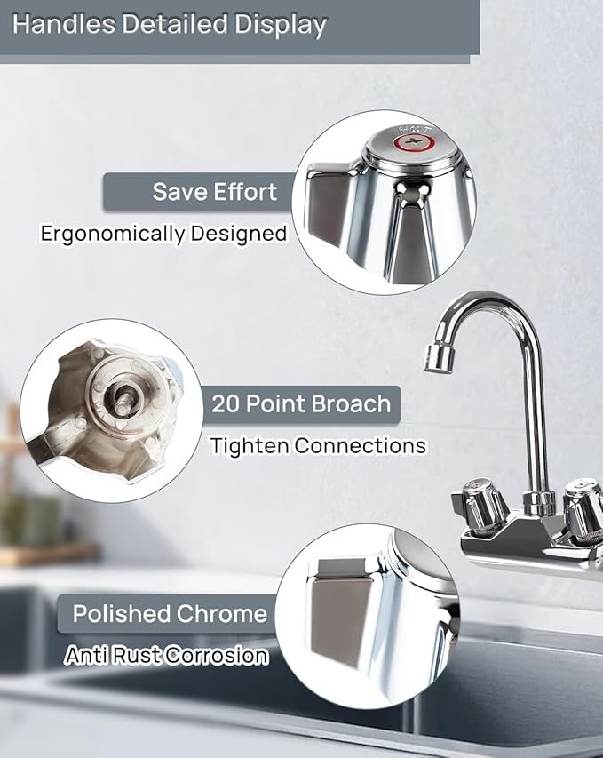 2 Pack Commercial Faucet Handle Replacement Kit Outdoor Faucet Handles 0.43 Round Stem Hole Faucet Handle Sillcock Valve Stems for Industrial, Restaurant, Kitchen Faucet