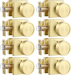 Haidms Gold Door Knobs Interior, Zinc-Alloy Heavy Duty Round Brushed Gold Privacy Door Knobs for Bedroom Modern Bathroom Interior Door Lock Bulk(8 Pack)