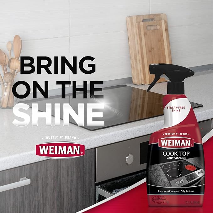 Weiman Disinfecting Stovetop Cleaner & Stainless Steel Cleaner - 22 Ounce - Daily Appliance Kitchen Cleaning Kit