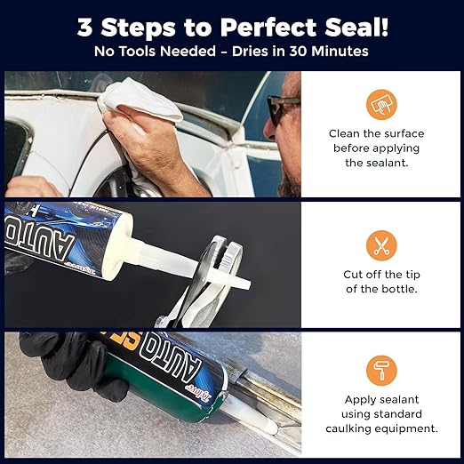 [Black] Seam Sealer Automotive-Professional Grade High Strength Waterproof Automotive Adhesive for Auto Body Repair, Rust & Leak Prevention-Quick Paintable Sealant for Metal, Plastic -10.5Oz Tube