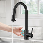 KRAUS Bolden Motion Sensor Single Handle Pull Down Touchless Kitchen Faucet in Matte Black, KSF-1616MB