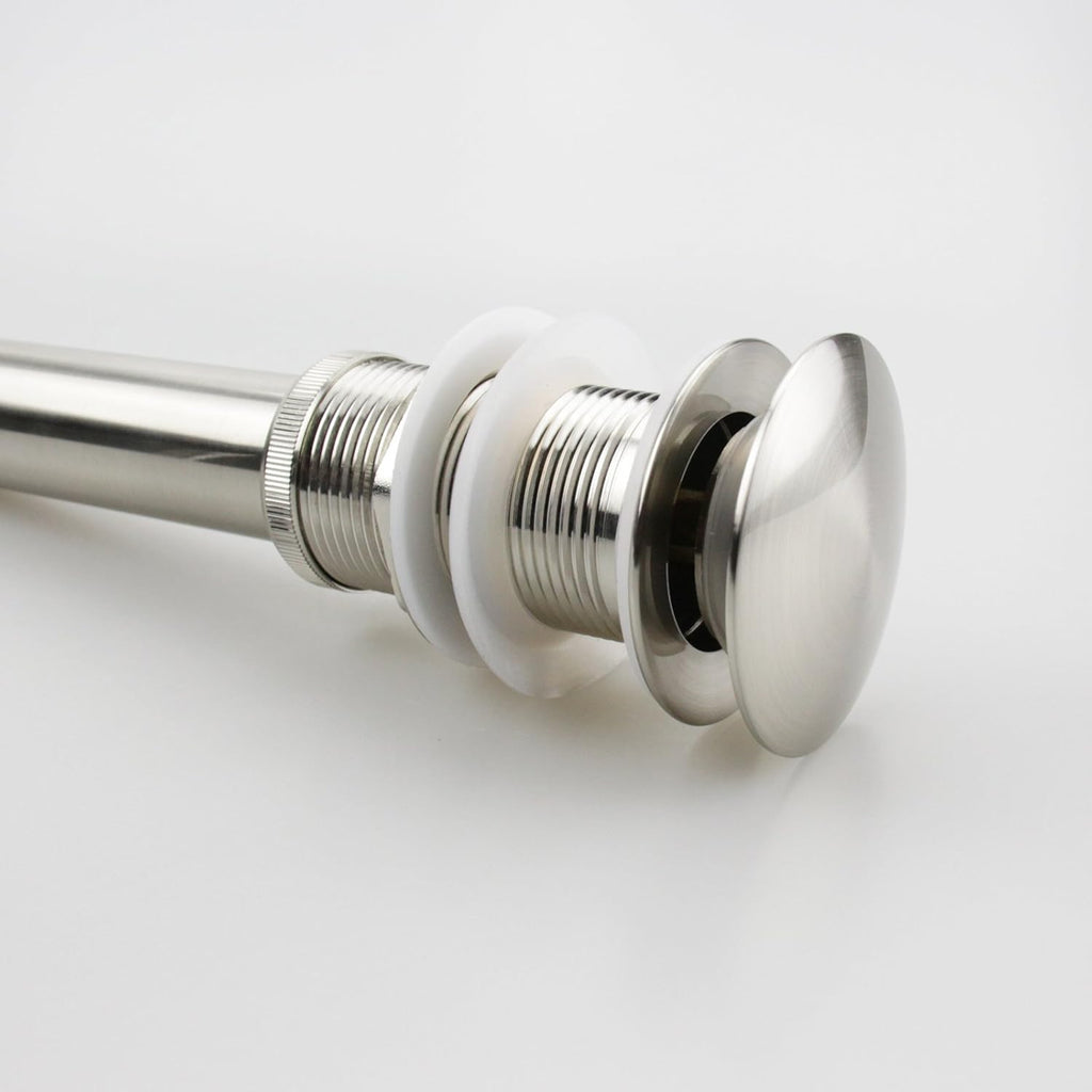 Brushed Nickel Pop Up Sink Drain Without Overflow, Bathroom Faucet Vessel Sink Drain Stopper 1-5/8" Without Overflow Fits 1.25" to 1.5" Drain Holes