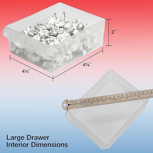 Akro-Mils 44-Drawer Plastic Drawer Storage Cabinet for Garage Organization, Bead Organizer, Building Bricks Storage, Teacher Toolbox, Makeup Organizer, 20" W x 6" D x 16" H, 10144 Red