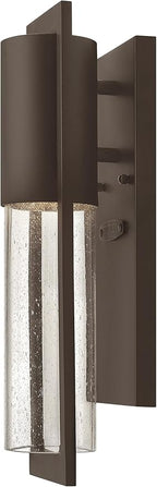 Hinkley Shelter Medium Outdoor LED Wall Mount Lantern - Minimalist Style, Dark Sky-Compliant, Solid Aluminum/Clear Seedy Glass - Buckeye Bronze