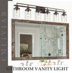 Emliviar 6-Light Bathroom Vanity Light Fixture, 44.3" Farmhouse Wall Lamp for Bedroom, Kitchen, Oil Rubbed Bronze Finish with Clear Glass, YCE238B-6W ORB