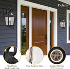 Colonial Outdoor Light Fixture, Exterior Light Sconces with Clear Glass for Front Porch, Waterproof Outdoor Wall Lantern in Black Finish for Home, 2PACK