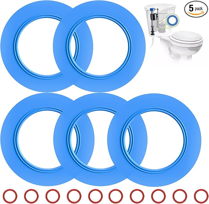 Flush Valve Seal for American Standard and Eljer Toilet, 5 Pack Toilet Parts for 7301111-0070A Upgraded Silicone Material Flush Valve Replacement Kit Gasket Ring for Champion 4 and Eljer Titan 4